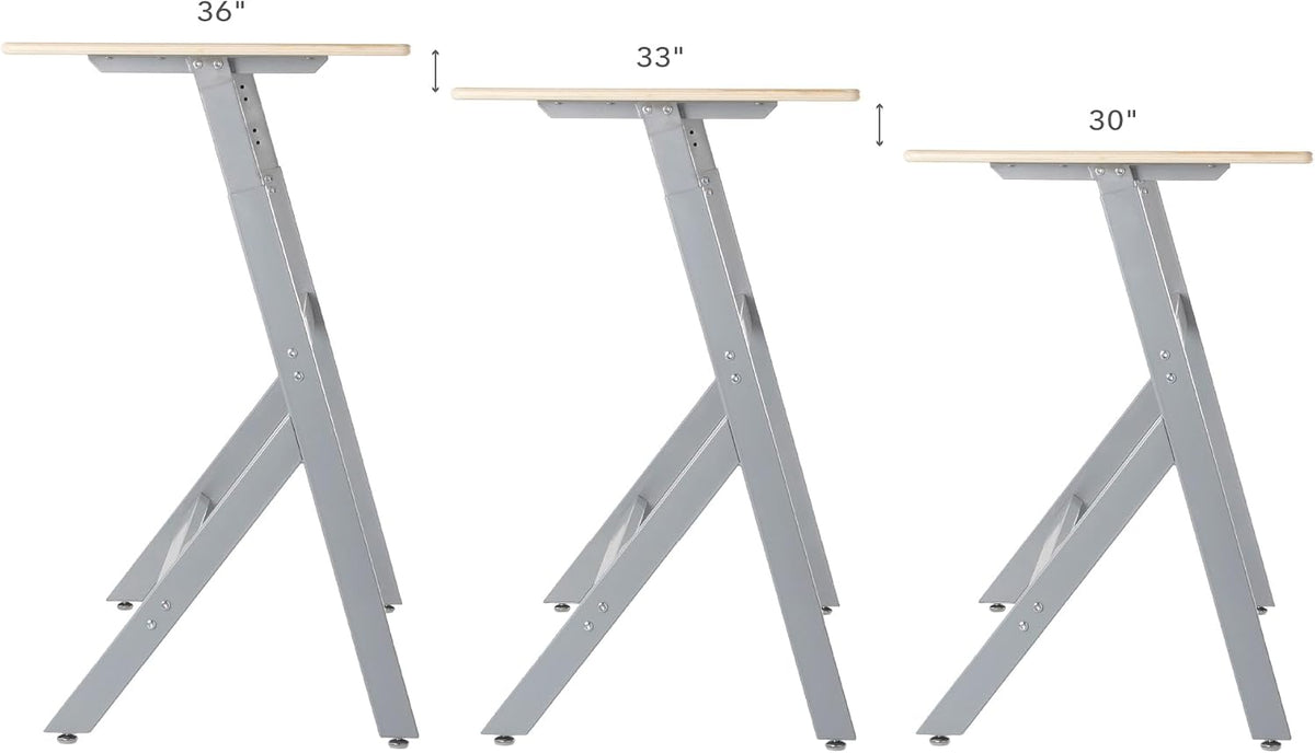 Guidecraft Standing Collaboration Desk for Kids and Adults: Adjustable Height Birch Plywood Table with Metal Legs for Home, Office, Classrooms and More