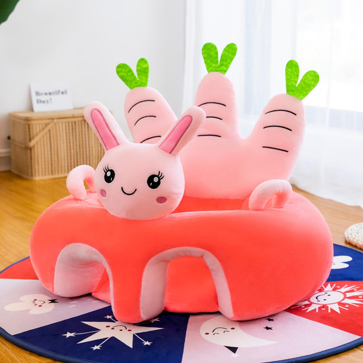 Baby Seat for Babies 3 Months & Up, Sit Me Up Floor Seat for Infants, Cartoon Back Head Support Sitting Infant Sofa, Toddler Plush Animal Shaped Learning Sitting Up Chair (Cow)