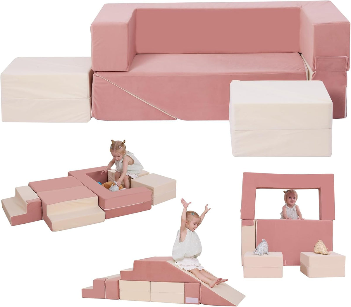 Kids Couch, Modular Toddler Couch for Playroom