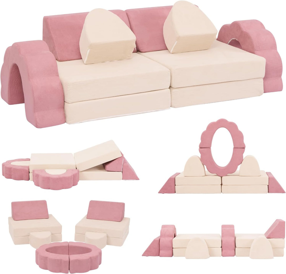 LOAOL Kids Couch 10PCS, Modular Kids Play Couch (Medium Size)
