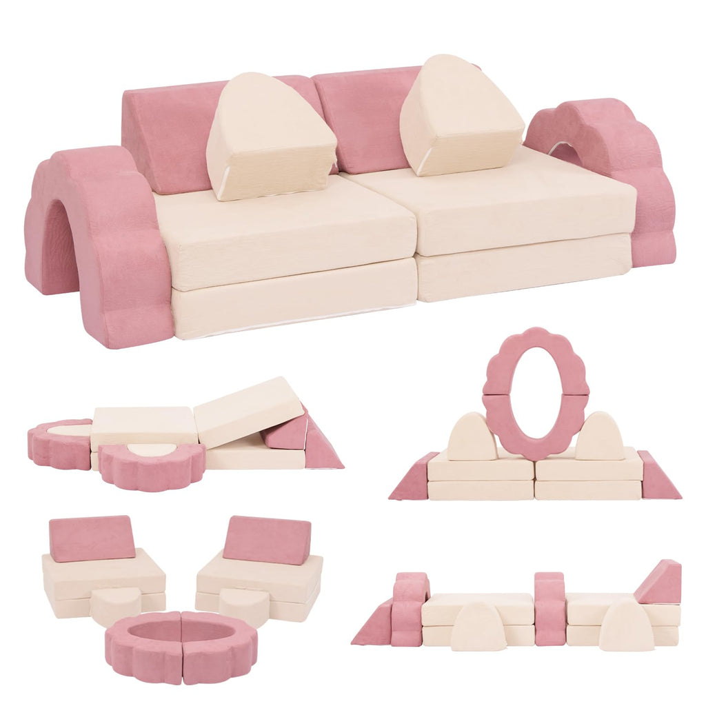 LOAOL Kids Couch 10PCS, Modular Kids Play Couch (Medium Size)
