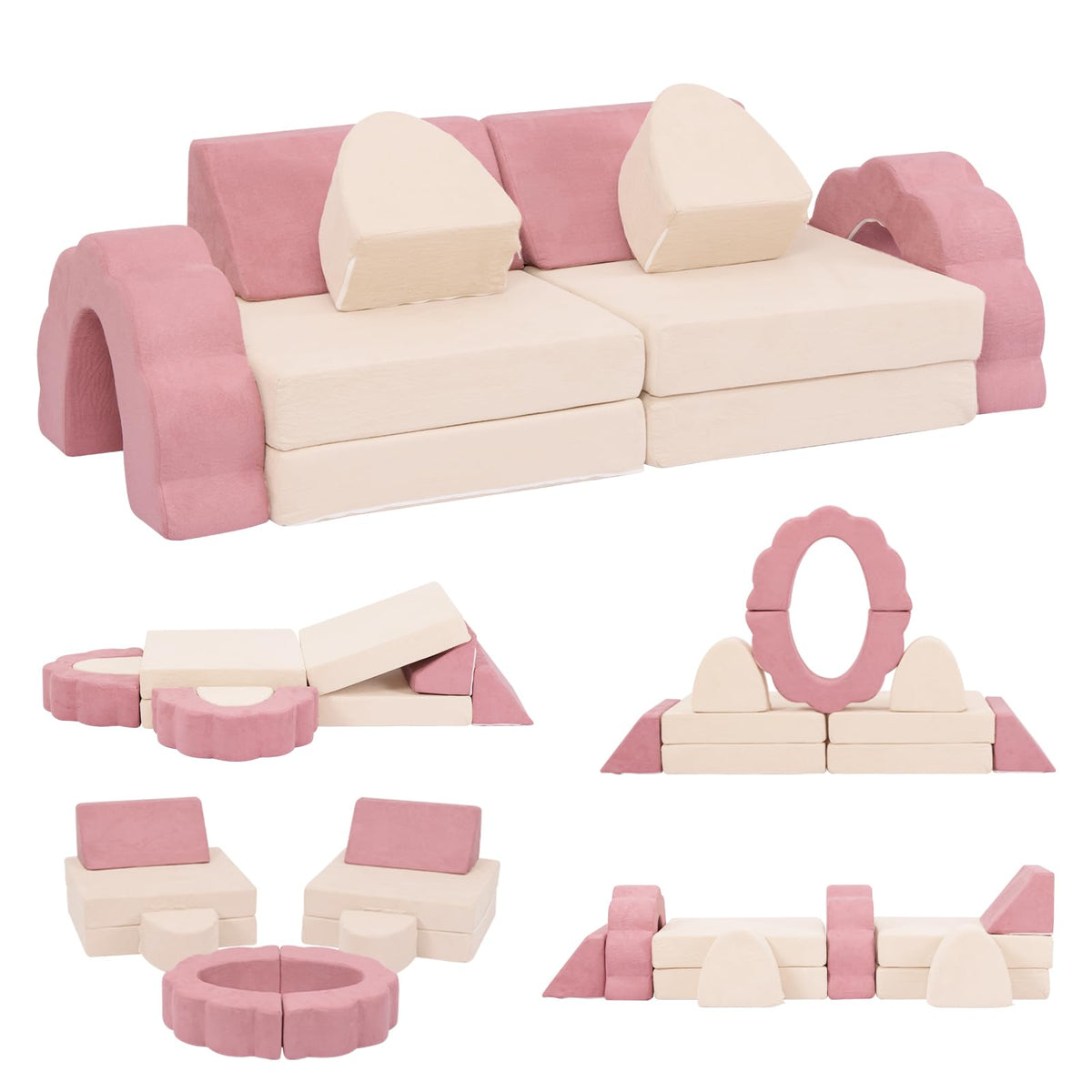 LOAOL Kids Couch 10PCS, Modular Kids Play Couch (Medium Size)
