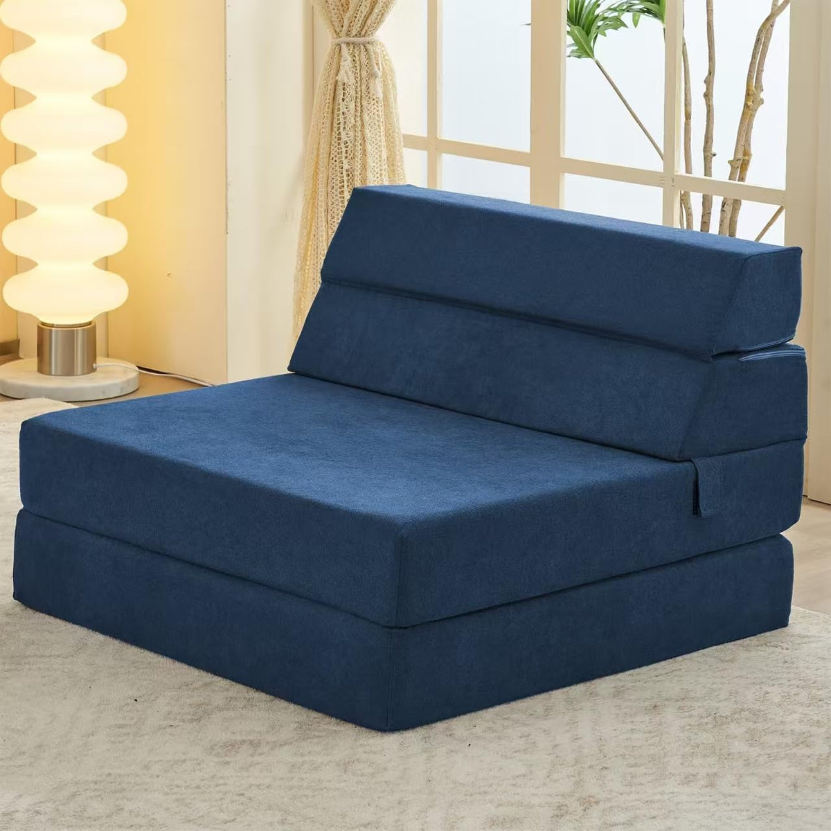 jela Foldable Sofa Bed, Convertible Sleeper Lounge Chair Floor Mattress Floor Couch with Backrest, Fold Out Futon with Washable Miss Fabric Cover for Guest Room, Living Room (83"x33",Teal)