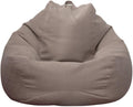 Classic Lazy Lounger Chair Bean Bag Covers (Without Filler) Made of Fine Cotton Linen Fabric with Side Pockets and Hidden Zip,Brown,S