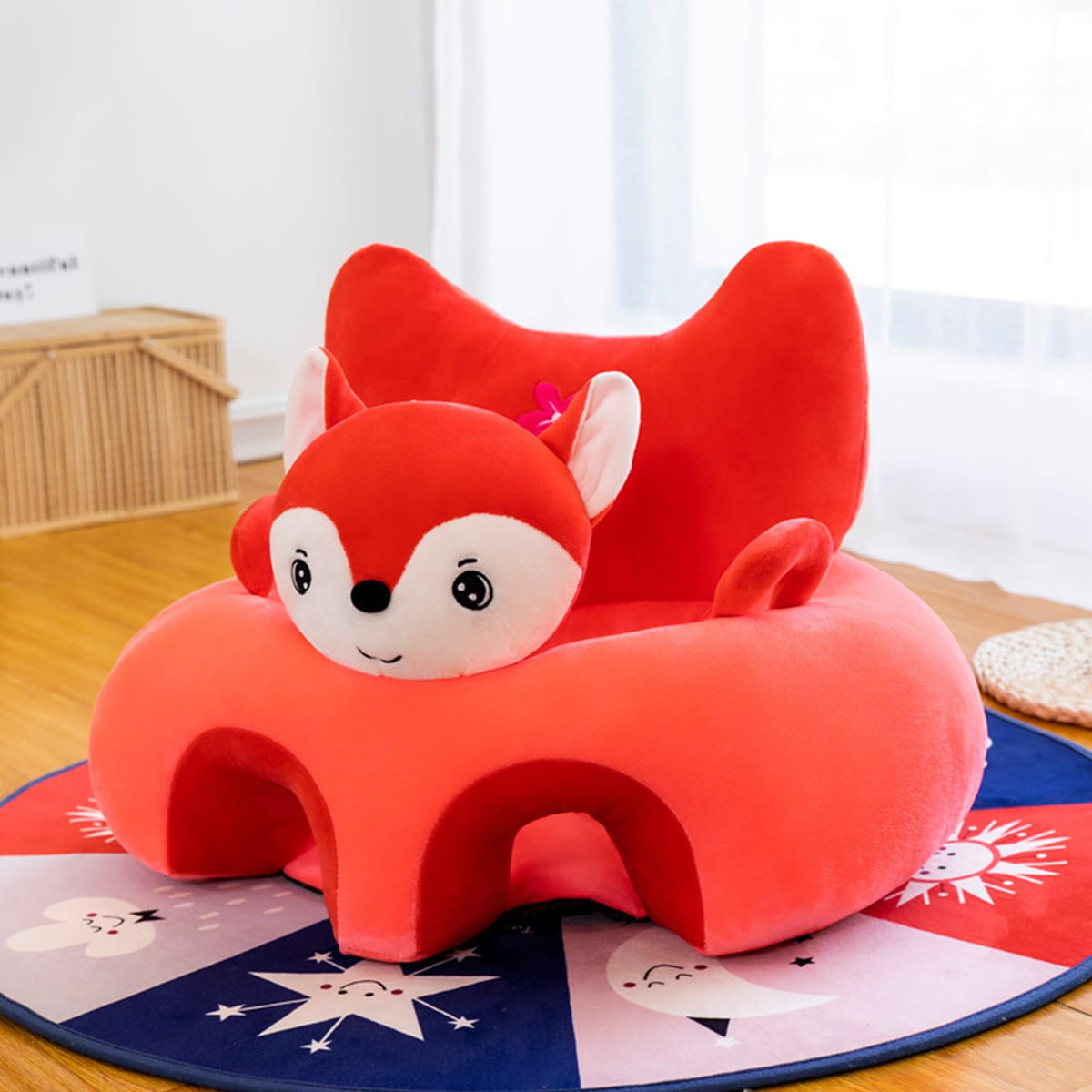 Baby Seat for Babies 3 Months & Up, Sit Me Up Floor Seat for Infants, Cartoon Back Head Support Sitting Infant Sofa, Toddler Plush Animal Shaped Learning Sitting Up Chair (Cow)