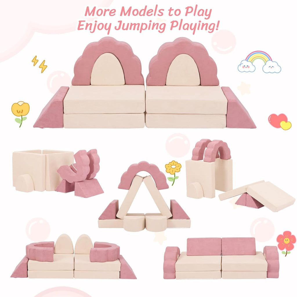 LOAOL Kids Couch 10PCS, Modular Kids Play Couch (Medium Size)