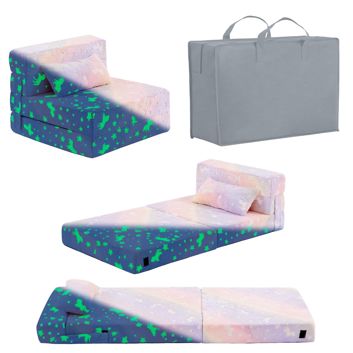 Foldable Sofa for Kids with Pillow, Washable Folding Floor Mat for Child