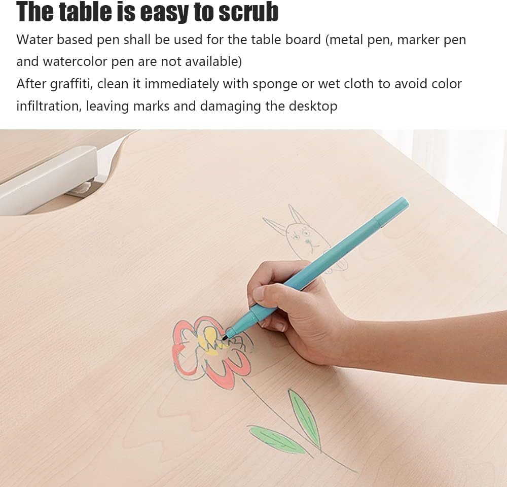 FCD Wood Adjustable Height Ergonomic Kids Study Desk Drafting Table Computer Station Built-in Bookshelf Hutch Multi Function Desktop 43.3" Width (Pink)