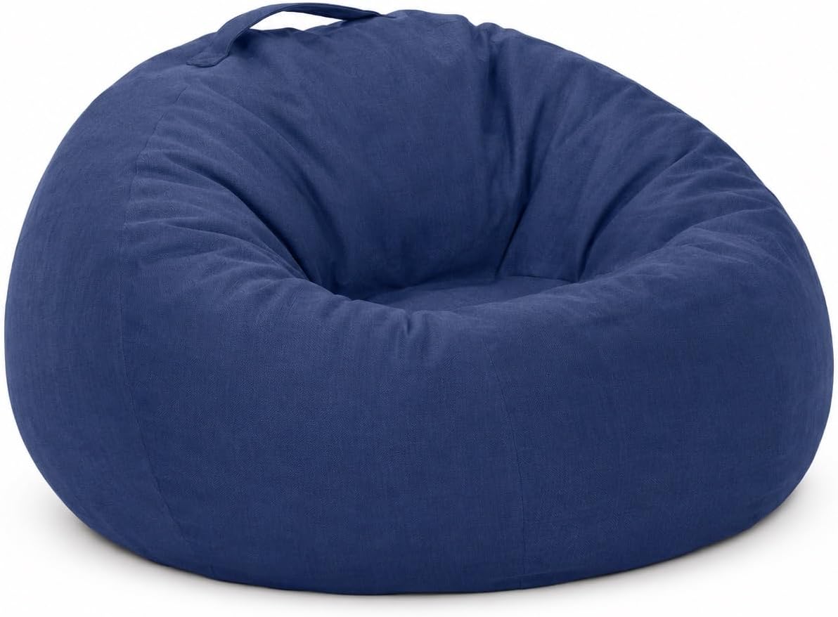 Lekit Blue Bean Bag Chair for Teens and Kids, 33.5 x 33 x 24 Inch Velvet Cartoon and Chenille Beanbag Sofa with Foam and PP Cotton Fill, Soft Comfy Lounge C