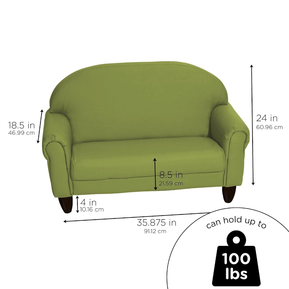 Children's Factory Upholstered Toddler Couch for Classroom, Sofa, Sage