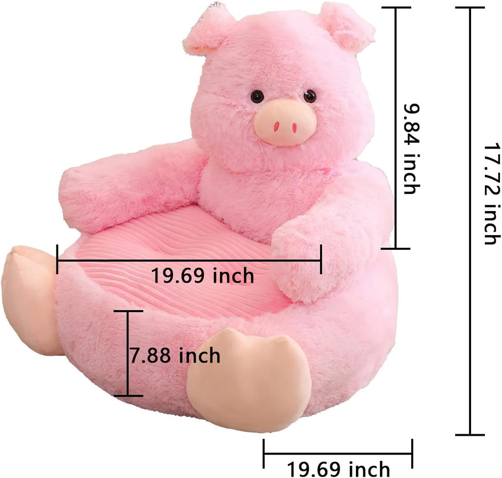 Animal Shaped Bean Bag Chair, Soft Washable Sofa Pouf, Creative Armchair in Multiple Cartoon Styles (Pig)