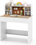 HONEY JOY Kids Study Desk w/Hutch, Cork Bulletin Board & 2 Drawers, Writing Table w/Charging Station & 5-Level Adjustable Shelves, Multifunctional Student Desk for Boys and Girls Aged 8-12