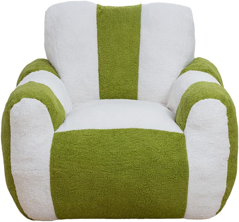 Bean Bag Chair, Comfy Teddy Fabric Lazy Sofa with Heart-Shaped Backrest, Large Reading Chair for Adults and Kids, 37.4x39.4x31.5 Inch (Gray + Teddy + Foam)