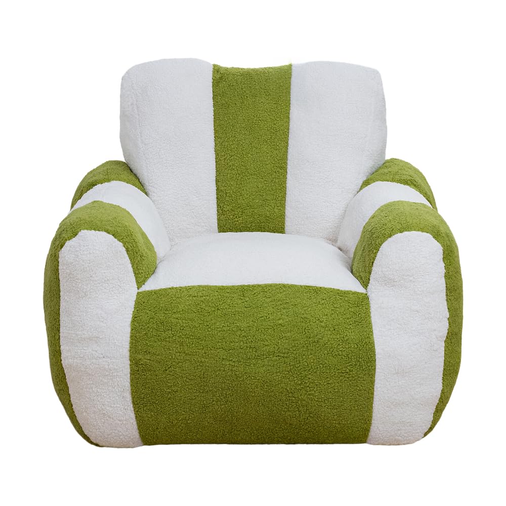 Bean Bag Chair, Comfy Teddy Fabric Lazy Sofa with Heart-Shaped Backrest, Large Reading Chair for Adults and Kids, 37.4x39.4x31.5 Inch (Gray + Teddy + Foam)