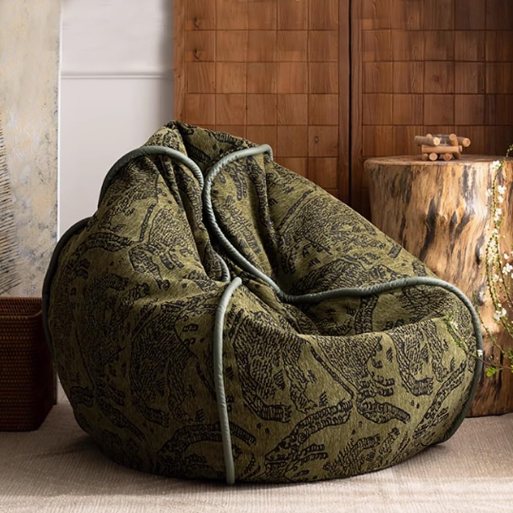 Bean Bag Chair (No Filler) Boho Rainbow Kids Bean Bag Chair-Cover Stuffed Animal Storage Bean Bag Comfy Chair Living Room Furniture Bedroom Furniture for Girls Boys Indoor Outdoor(Green,70CM)