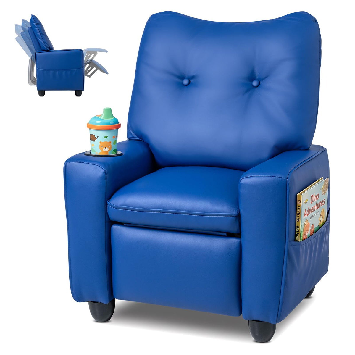 HONEY JOY Kids Recliner, PU Leather Toddler Sofa for Ages 3+ (Pink)