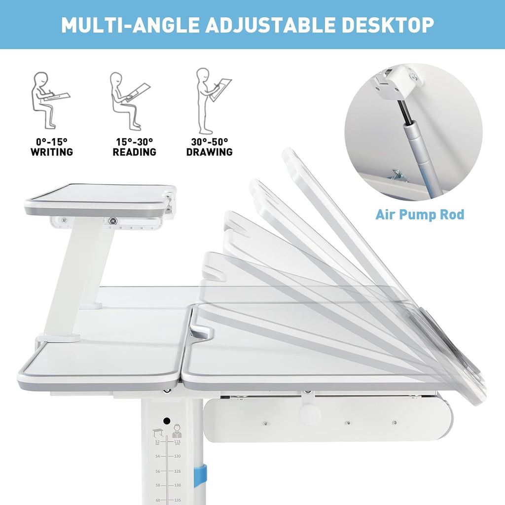 COSVALVE Adjustable Kids Desk & Ergonomic Chair Set with Drawer Bookstand