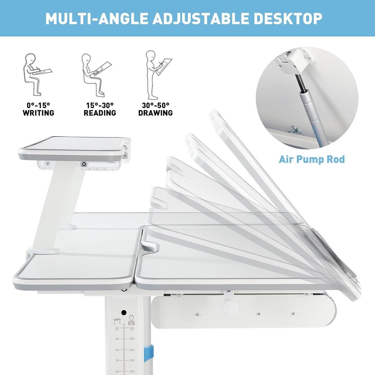 COSVALVE Adjustable Kids Desk & Ergonomic Chair Set with Drawer Bookstand
