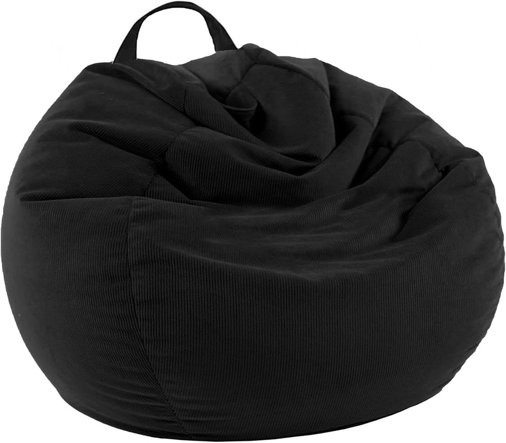 NIBHZ Stuffed Animal Storage Bean Bag Chair Cover (No Filler) for Kids and Adults.Soft Premium Bean Bag for Organizing Children Plush Toys,black-100x120cm