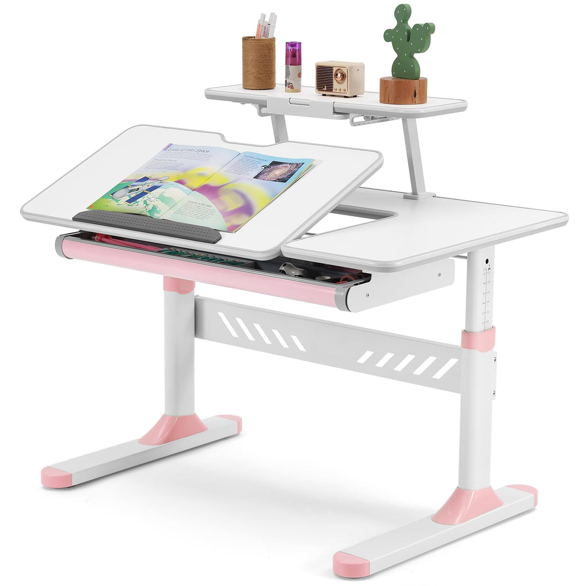 COSVALVE Adjustable Kids Desk & Ergonomic Chair Set with Drawer Bookstand