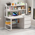 Rectangular Children's Desk Storage Table with 3 Drawers Bookshelf Modern Writing Table Shelves Work Desk PC Table Home Office Corner Study Desk -Wood 39.5" L x 19" W x 57" H