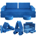 Modular Kids Play Couch, Kids Sectional Couch Sofa, Bedroom and Playroom Convertible Foam for Toddlers, Floor Cushion for Imaginative Boys and Girls (Light Grey-Suede)