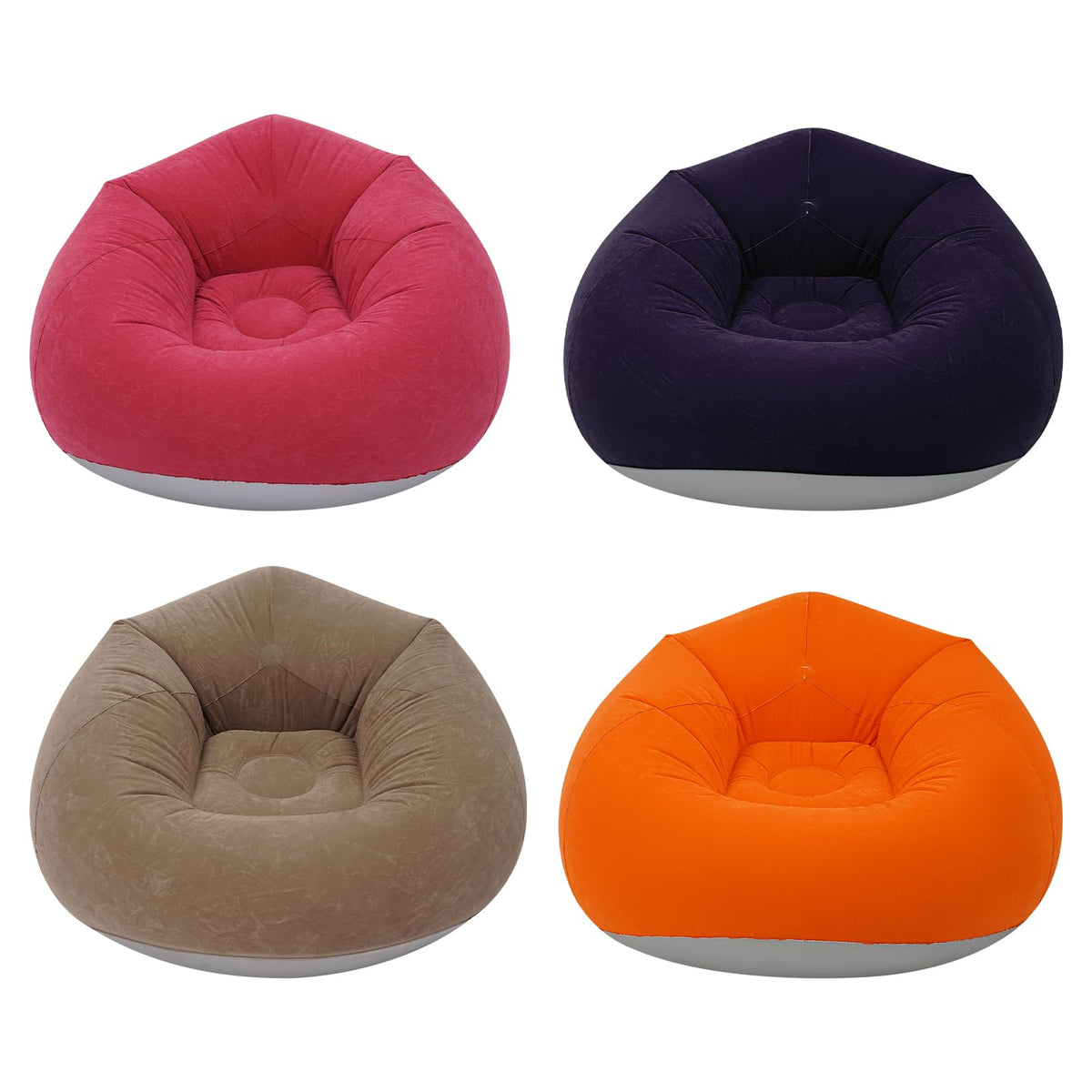 4Pcs Inflatable Chairs, 39.4x23.6in Outdoor Foldable Inflatable Lazy Sofa, Portable Inflatable Bean Bag Sofa Chairs with High-End Foot-Operated Air Pump (Orange)