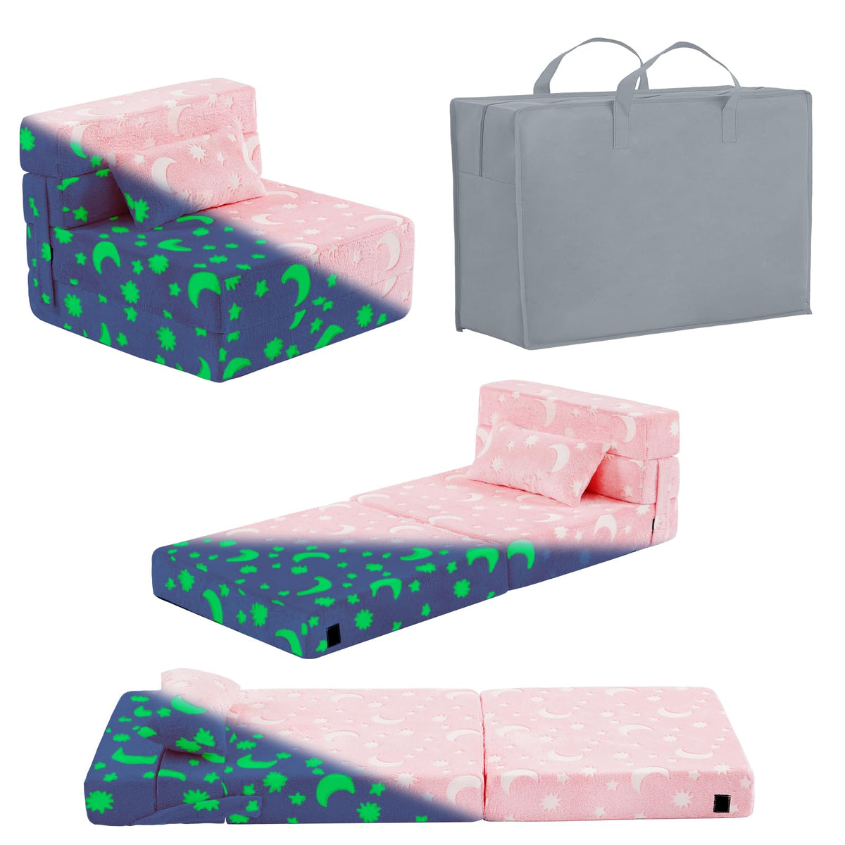 Foldable Sofa for Kids with Pillow, Washable Folding Floor Mat for Child