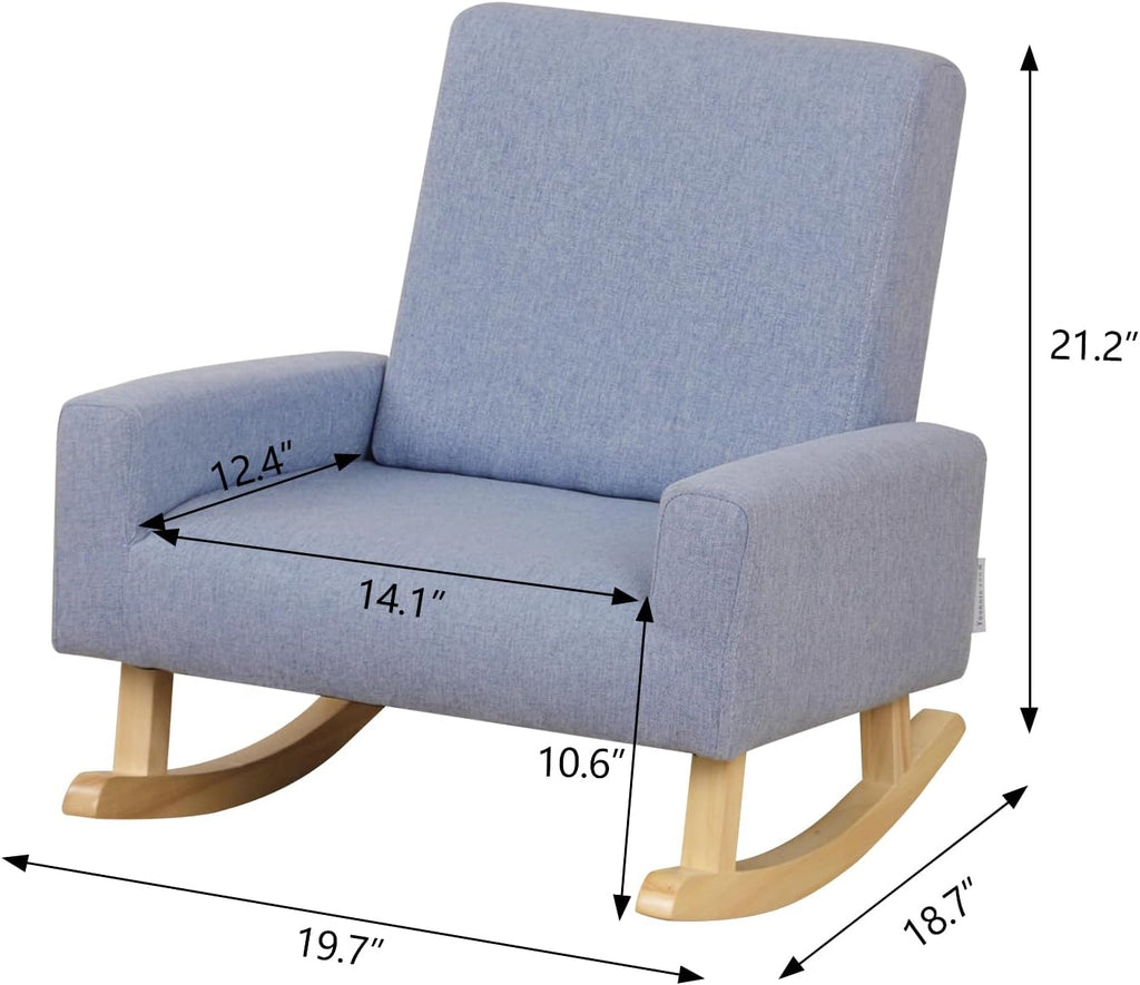 Baby Rocking Chair,Toddler Chair,Kids Chair,Kids Sofa, Shaky Wooden Foot and Linen Fabric,Toddler Rocking Armchair for Boys and Girls Rest (Blue)