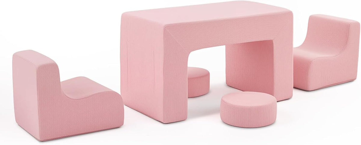 ONCLOUD Kids Corduroy Bean Bag Chair, Soft Foam Lounger for Kids Room & Playroom, Pink