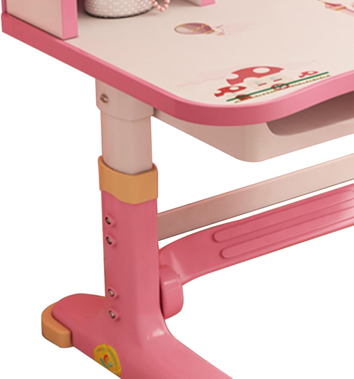 Kids Functional Desk and Chair Set, Height Adjustable Children School Study Desk with Storage Drawer for Boys Girls (Pink)