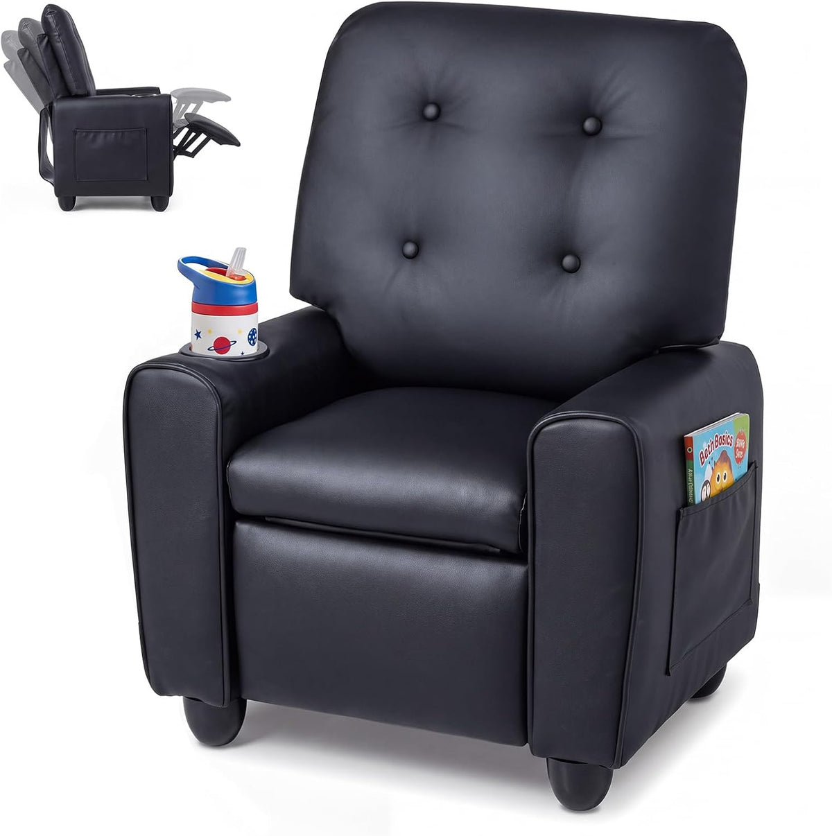 HONEY JOY Kids Recliner Chair, PU Leather Toddler Sofa for Ages 3+