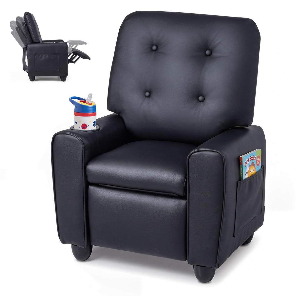 HONEY JOY Kids Recliner Chair, PU Leather Toddler Sofa for Ages 3+