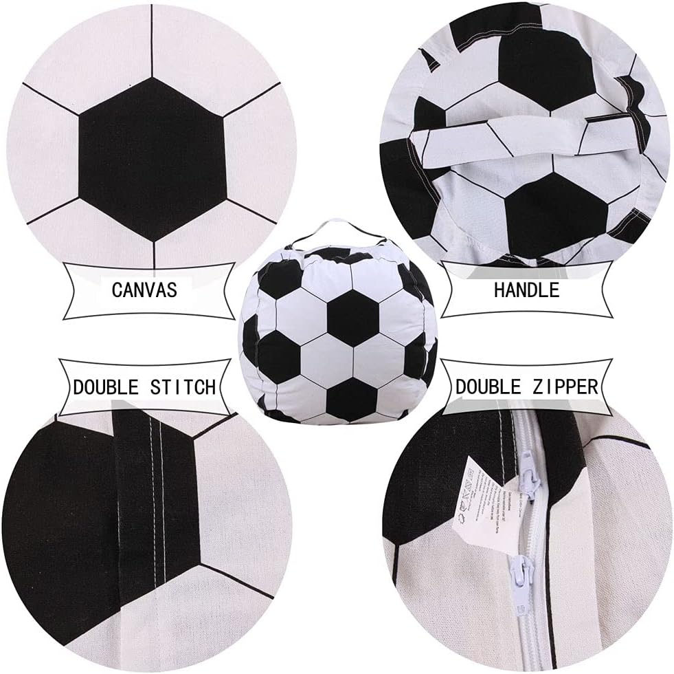 LMYOVE Stuffed Animal Storage Bean Bag Chair Cover for Kids, Organizing Plush Toys for Girls and Boys (26'', Football)