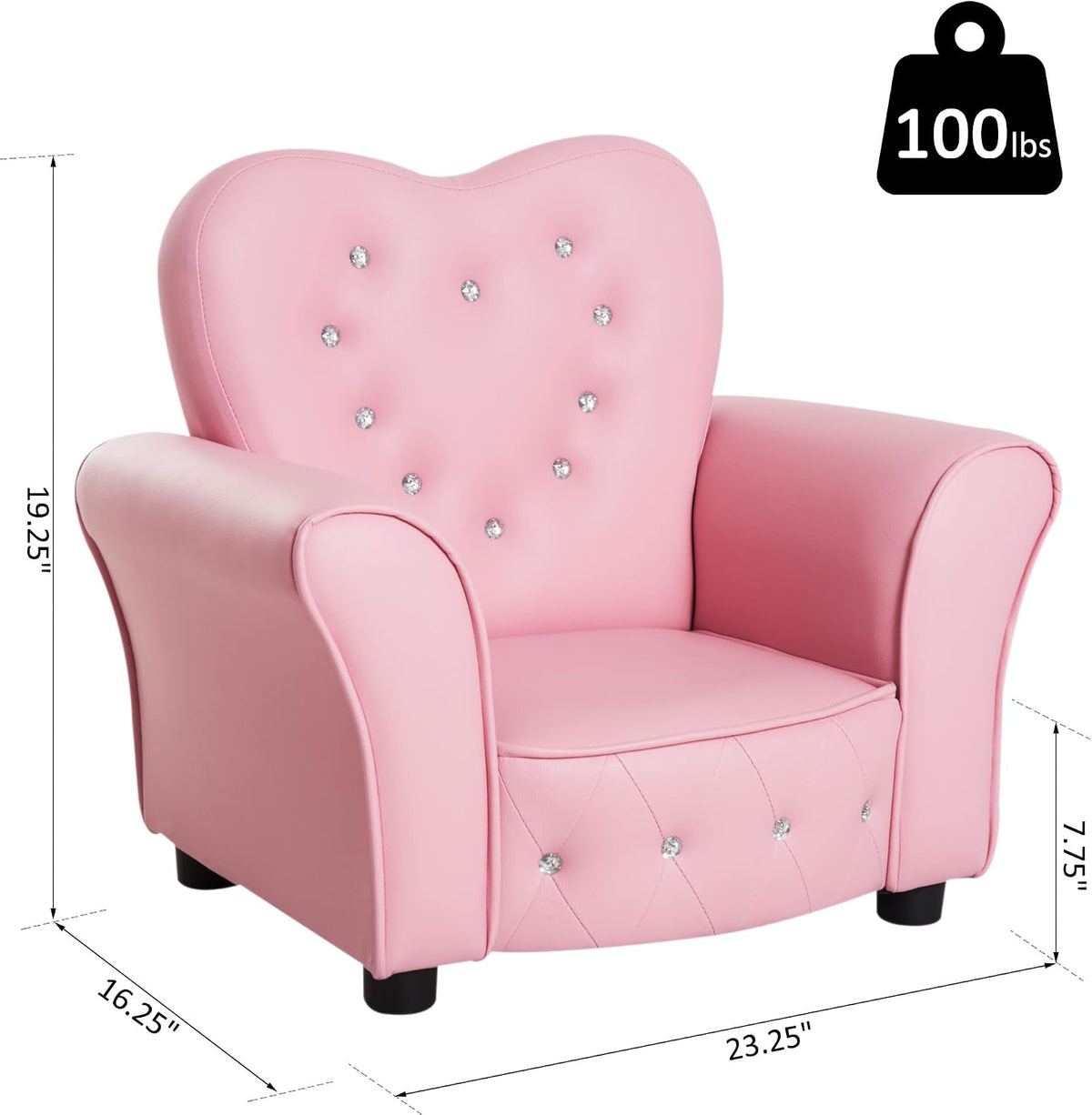 Qaba Kids Sofa Tufted Princess Chair for Preschool Child Pink