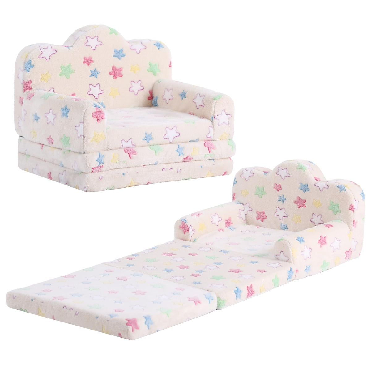 Tiita Kids Sofa, Childrens Couch with Carry Handle, Portable Toddler Foam Sofa Couch, Lightweight Kids Chair for Playroom, Dorm Room, Small Space, Flower
