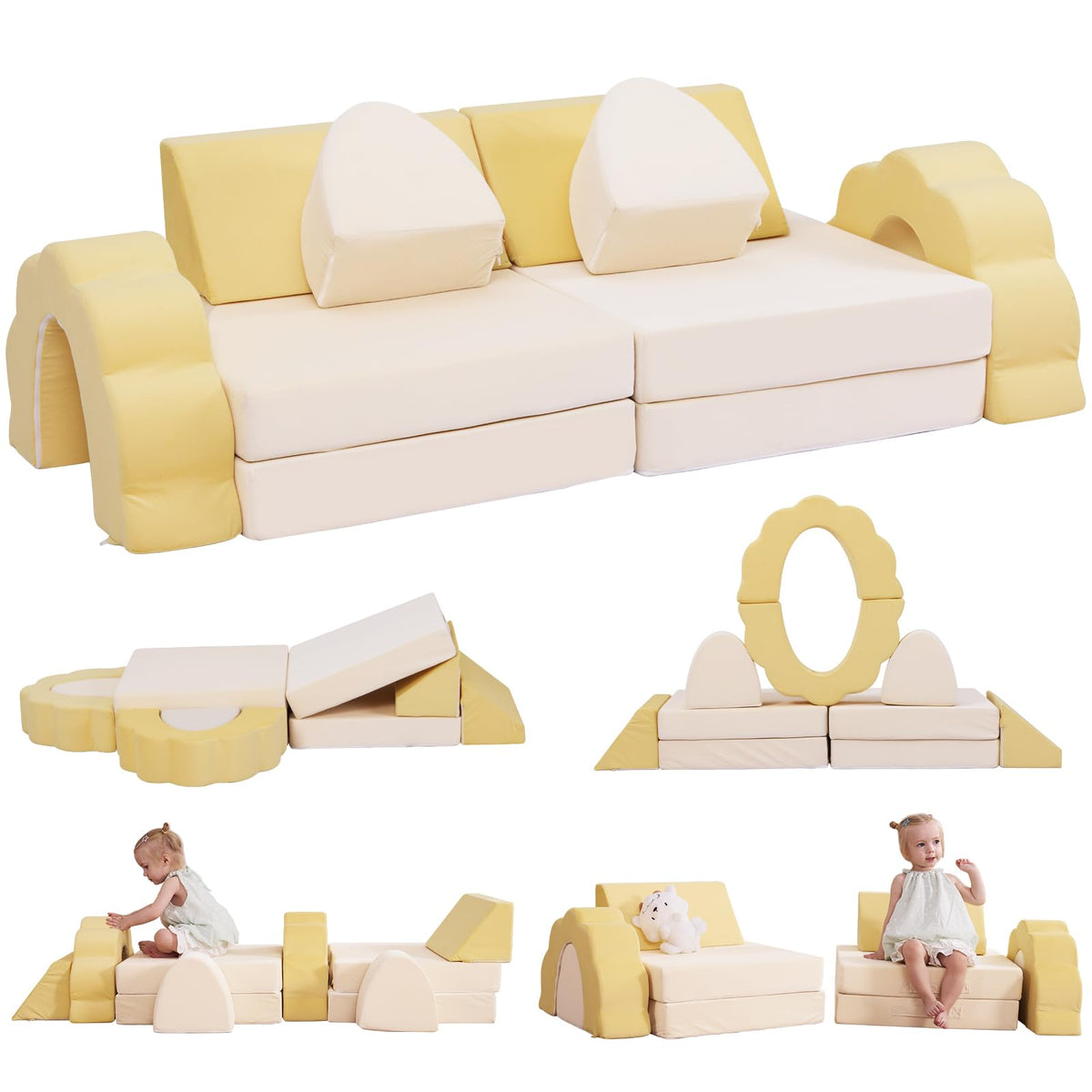 LOAOL Kids Couch 10PCS, Modular Kids Play Couch (Medium Size)