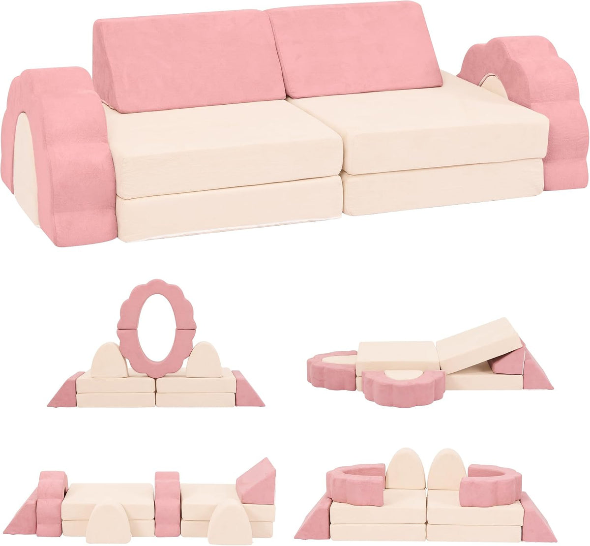 Flower Kids Mini Play Couch, Modular Foam Sofa for Playroom & Bedroom