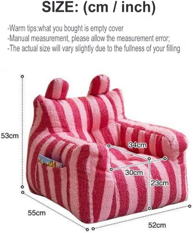 Children's Teddy Fleece Bean Bag Chair(No Fillers) Bean Bag for Girls and Boys, Kids Armchair, Beanbags for Children, Nursery Décor, Playroom Décor, Bedroom Accessories(Black Stripes)