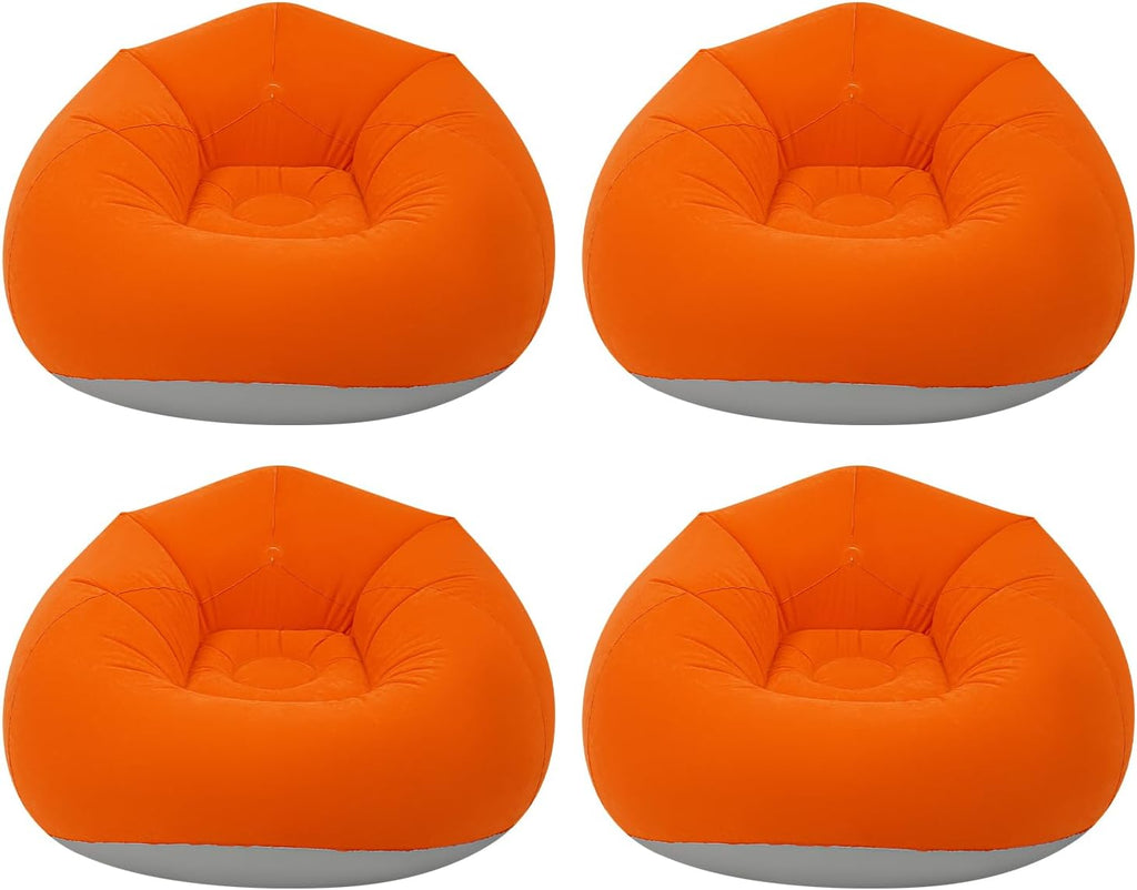4Pcs Inflatable Chairs, 39.4x23.6in Outdoor Foldable Inflatable Lazy Sofa, Portable Inflatable Bean Bag Sofa Chairs with High-End Foot-Operated Air Pump (Orange)
