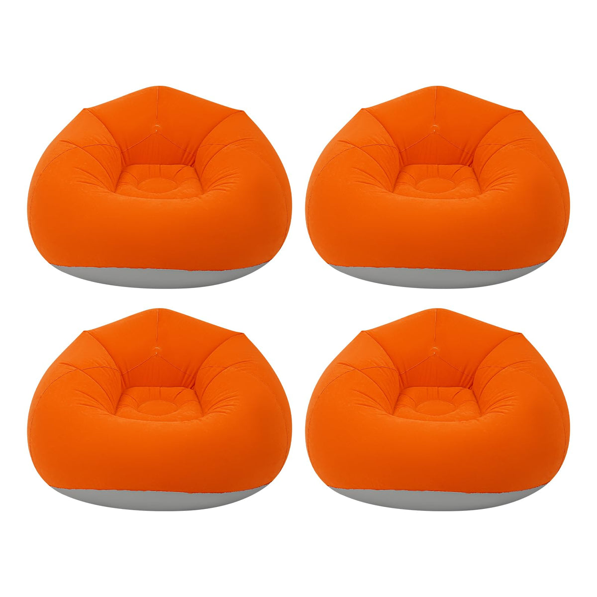 4Pcs Inflatable Chairs, 39.4x23.6in Outdoor Foldable Inflatable Lazy Sofa, Portable Inflatable Bean Bag Sofa Chairs with High-End Foot-Operated Air Pump (Orange)