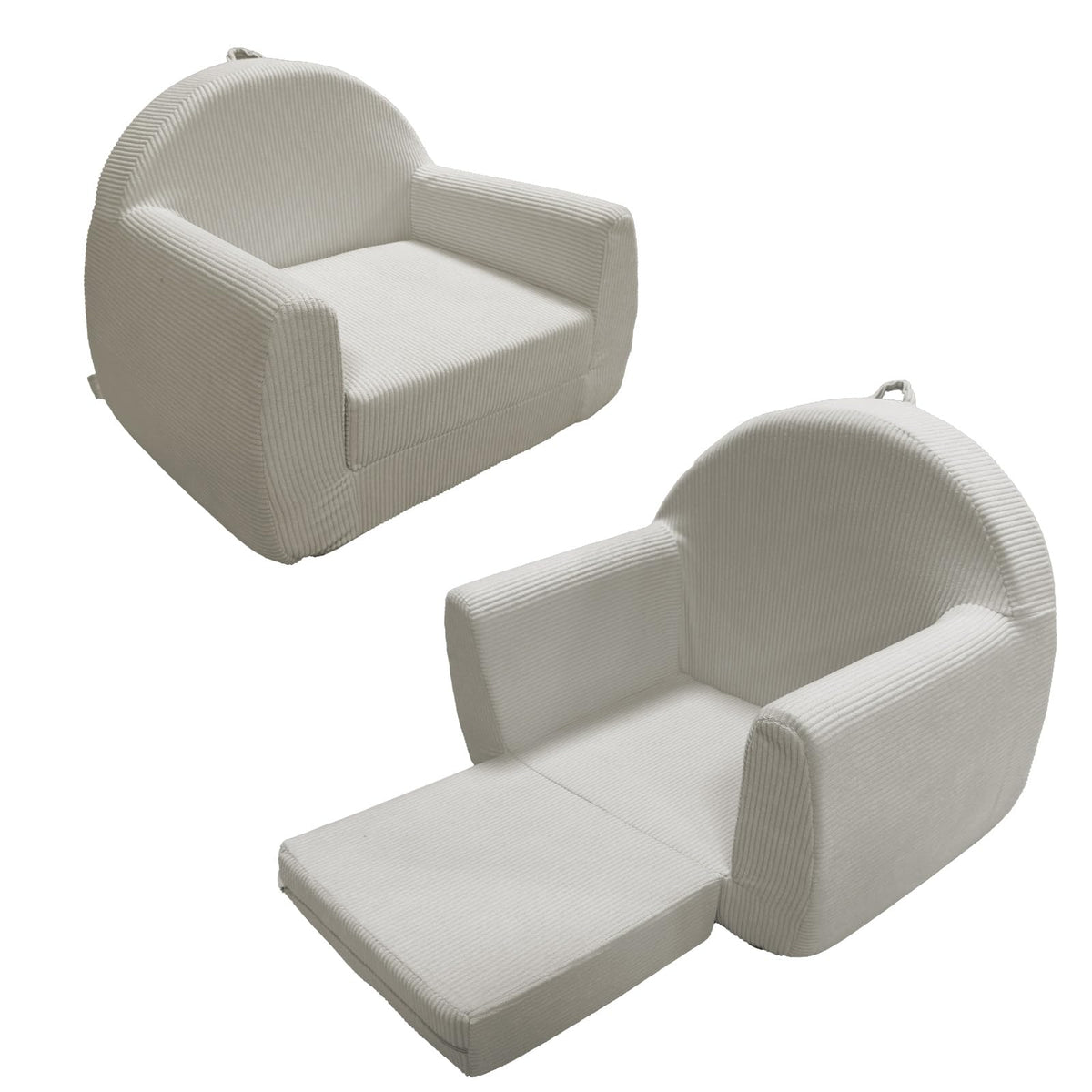 Toddler Couch, Soft Kids Couch Bed Fold Out, 2-in-1 Kids Chairs Comfy, Toddler Chairs 1-8 Years Old, Toddler Chairs Comfy, Kid Sofa Lounge Chair(100% Polyester, Beige White, 27.5"×17.7"×20.8")