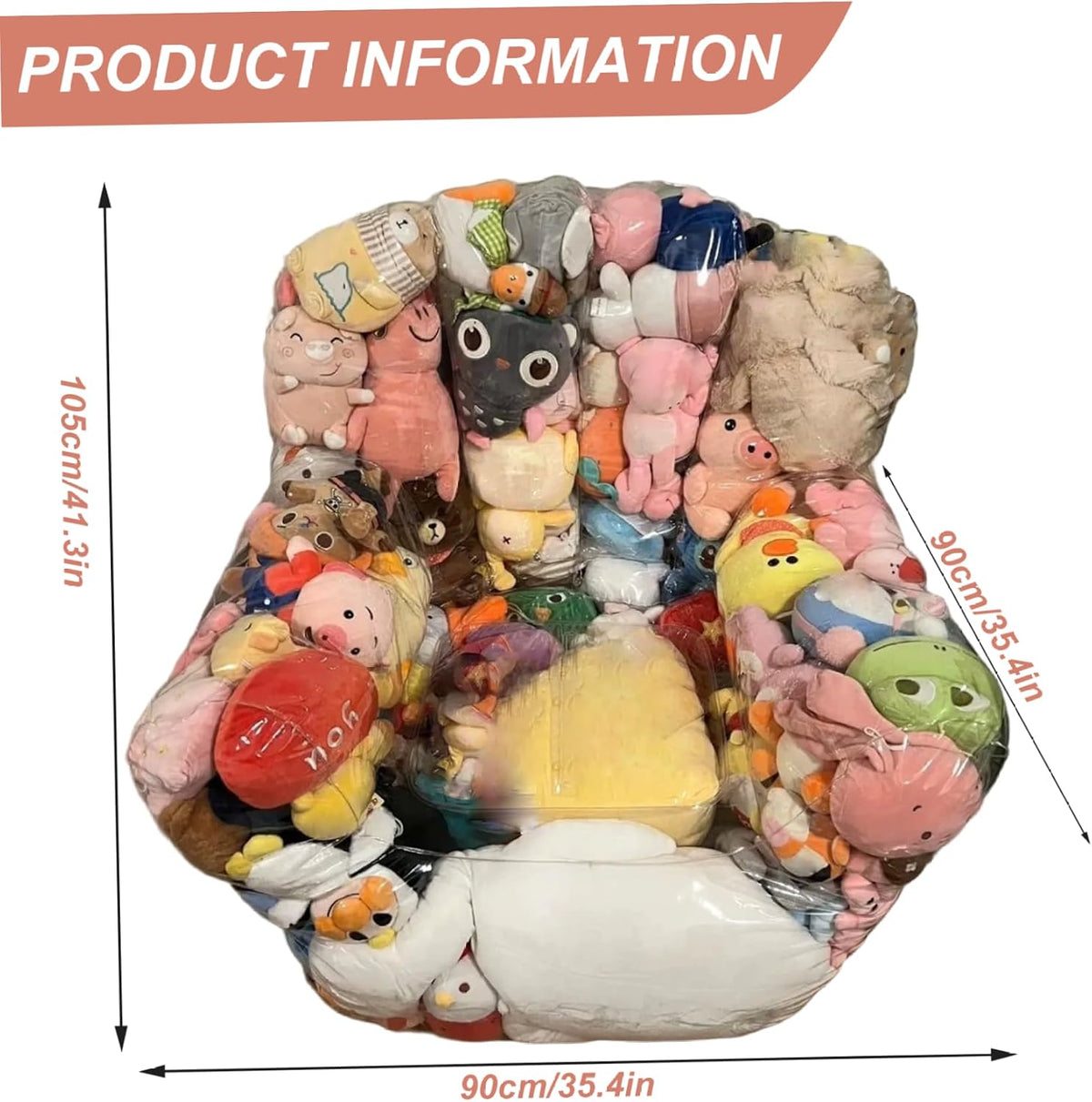 Bean Bag Stuffed Animal Storage Waterproof PVC Clear Bean Bag with Zipper Stuffable for Kids Toddler Armchair for Organizing Kids Rooms Stuffed Animal Storage Toy Bags Bath Toy