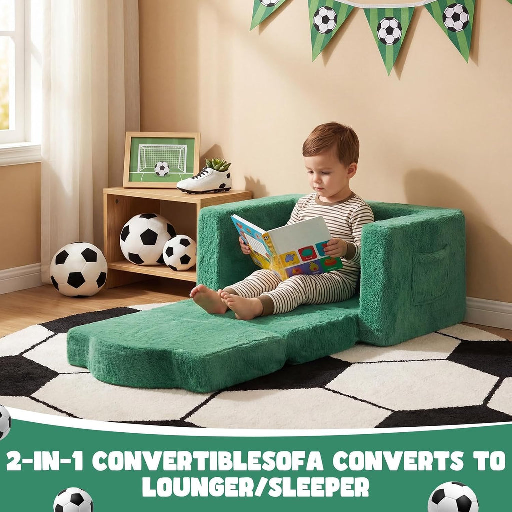 Novabright Kids Chair or Couch, 2-in-1 Soft Foldable Couch,Soccer