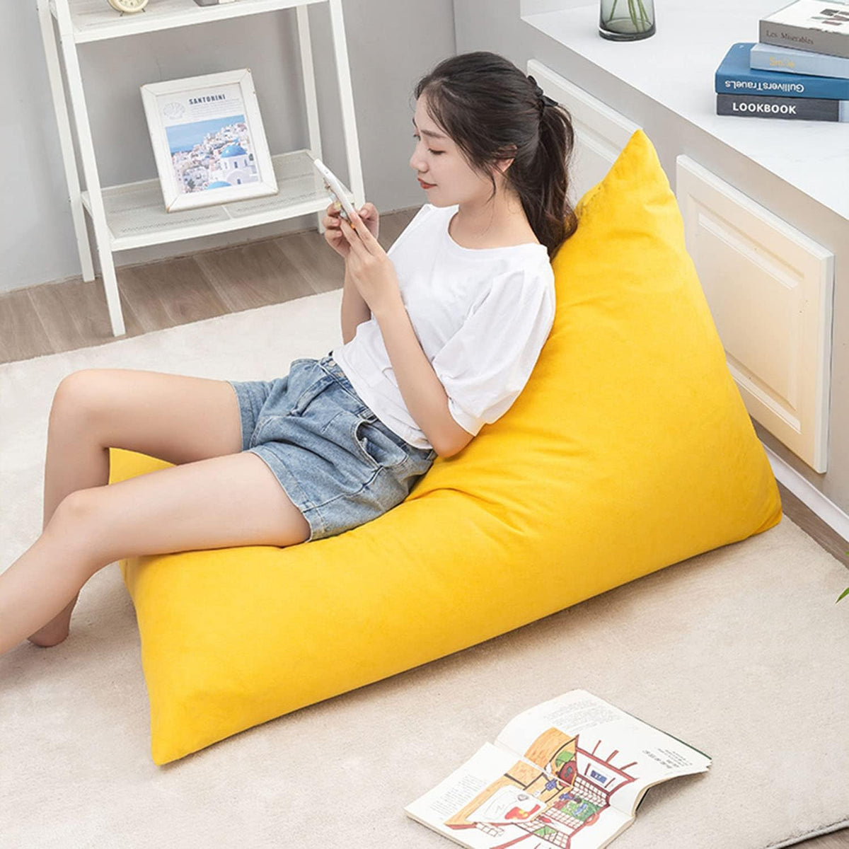 250L Beanbag Stuffed Animal Storage Soft,Floor Sofa Chair, Stuffed Animal Storage Bean Bag Chair Cover (No Filler),for Organizing Children Plush Toys or Memory Foam,Brown