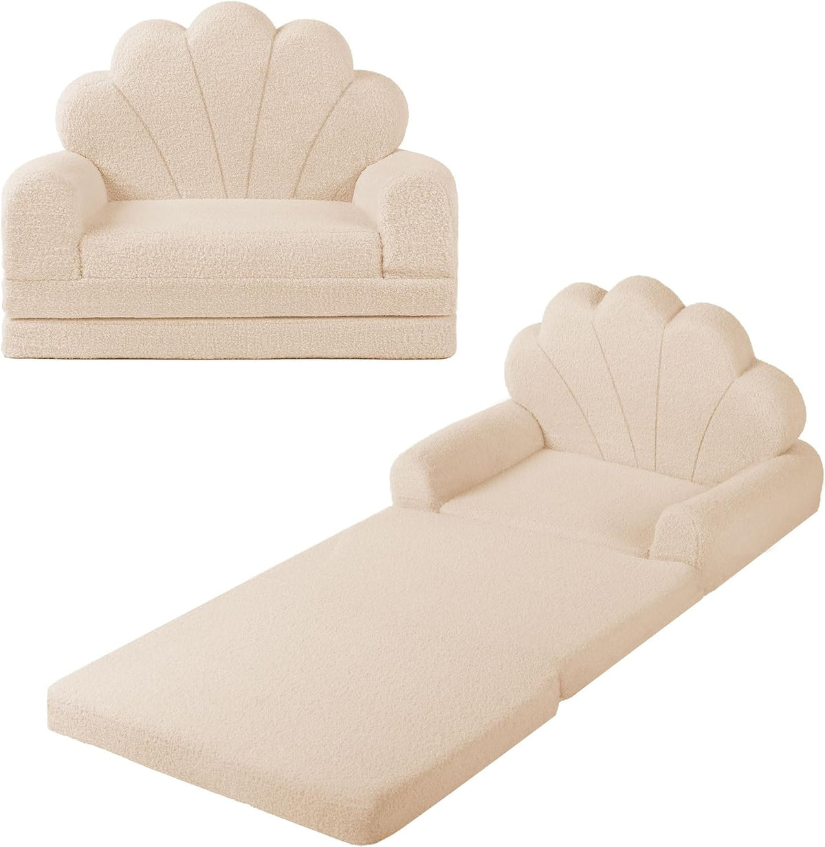 2-in-1 Kids Couch, Toddler Couch Fold Out, Comfy Toddler Chair, Convertible Kids Sofa to Lounger with Pocket and Removable Cover