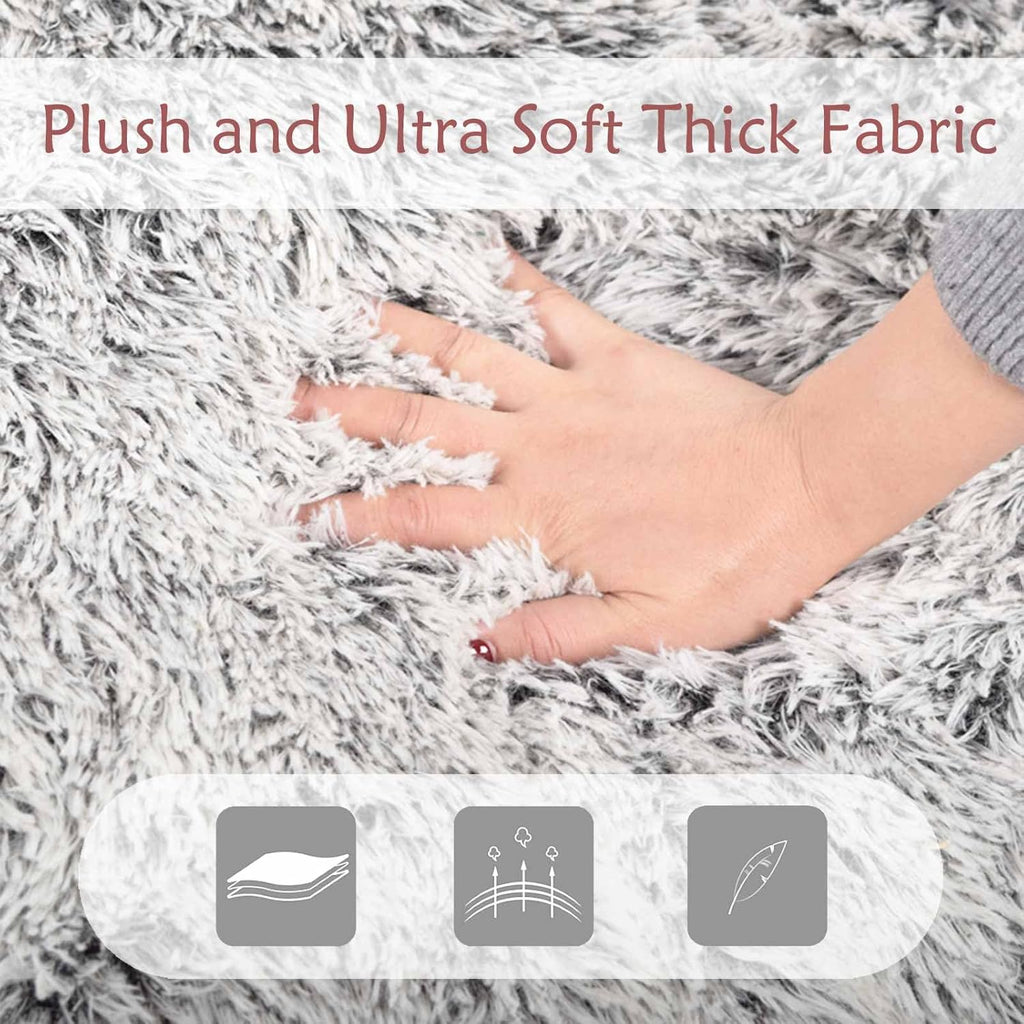 Plush Faux Fur Bean Bag Chairs, Memory Foam Filled Sofa Chair Shape Bean Bag for Adults/Teens/Kids, Ultra-Soft Lazy Sofa for Living Room Bedroom College Dorm, Grey