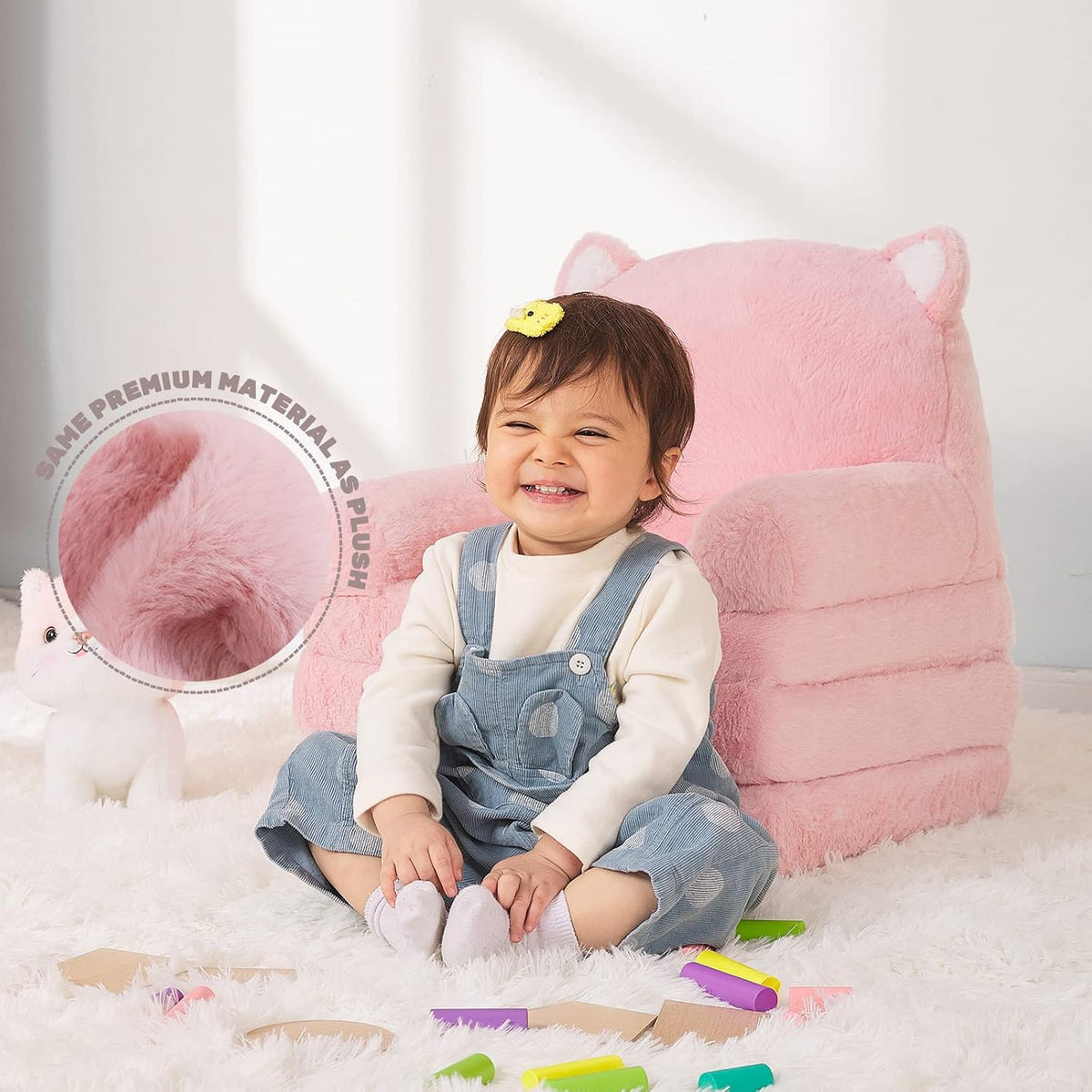 MONKISS Kids Couch, Comfy Toddler Chair, 2 in 1 Fold Out Kids Sofa