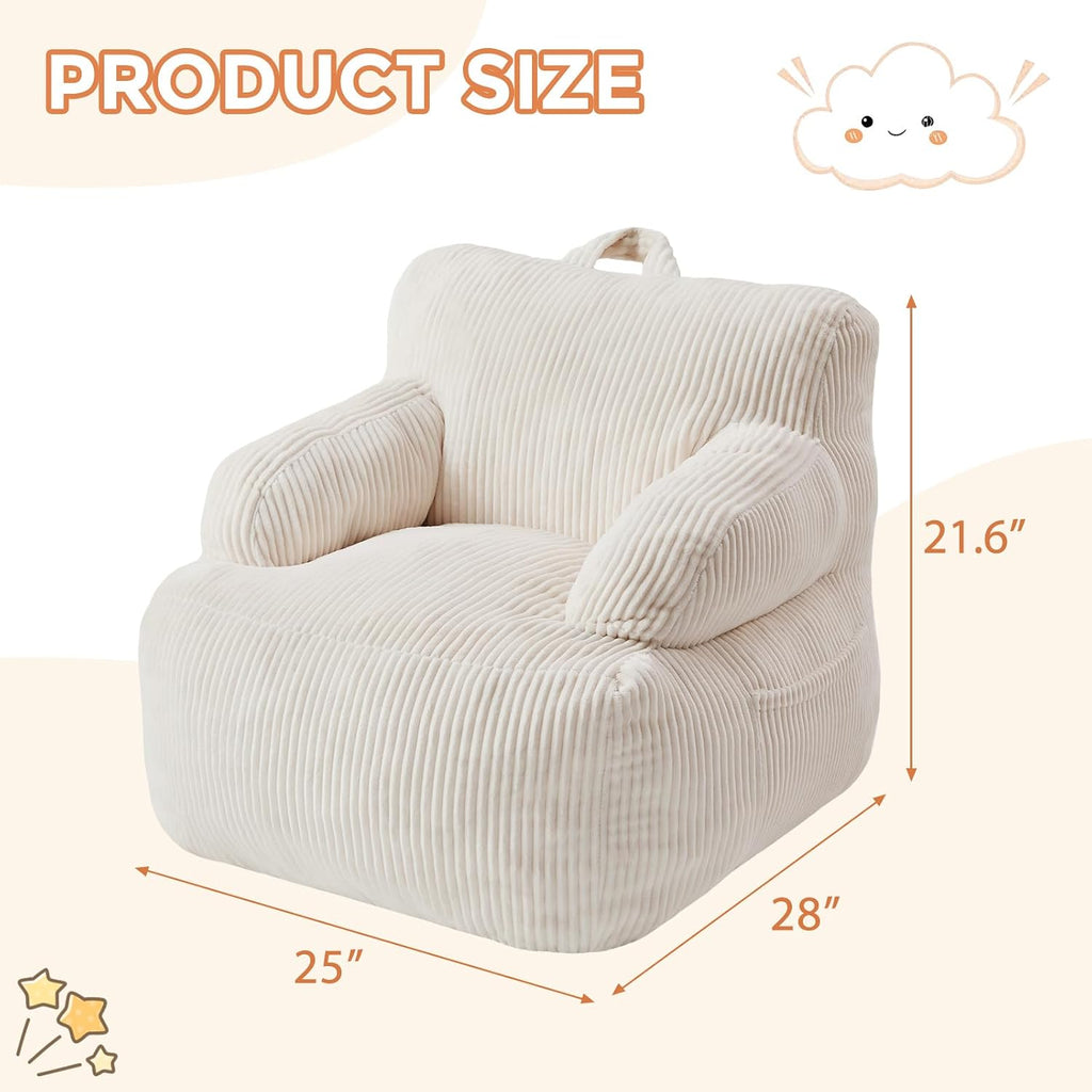 Bean Bag Chairs for Kids, Comfy Bean Bag Sofa for Boys & Girls, Beige