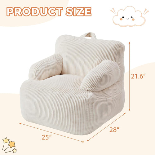 Bean Bag Chairs for Kids, Comfy Bean Bag Sofa for Boys & Girls, Beige
